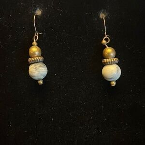 Handcrafted marbled stone earrings with gold detailing